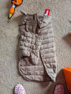 Beige Quilted Dog Puffer Vest
